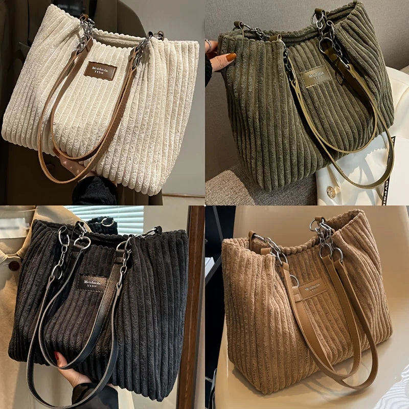 Bolso tote de pana de gran capacidad | Elegante y funcional