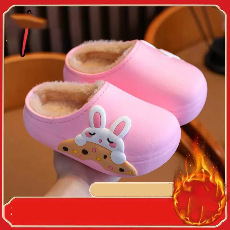 Kids Cute Animal Print Plush Slippers | Waterproof Anti-Slip Comfort