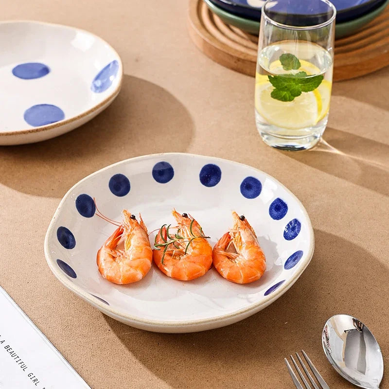 Hand-Painted Floral Ceramic Deep Plates | Vintage Dinner Dishes