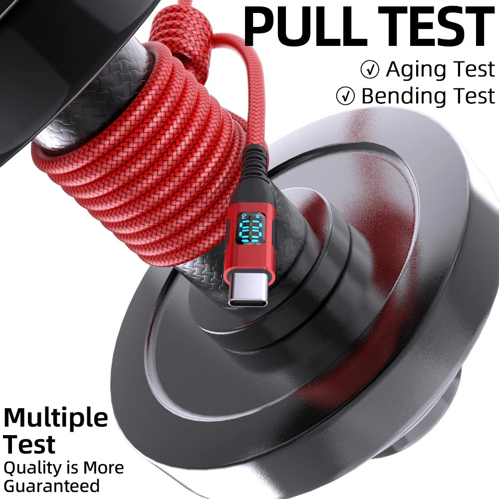 5A 100W USB C to Type C Fast Charging Cable with LED Display