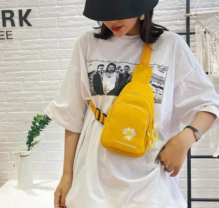 Stylish Embroidered Canvas Chest Bag | Women’s Daily Crossbody Bag