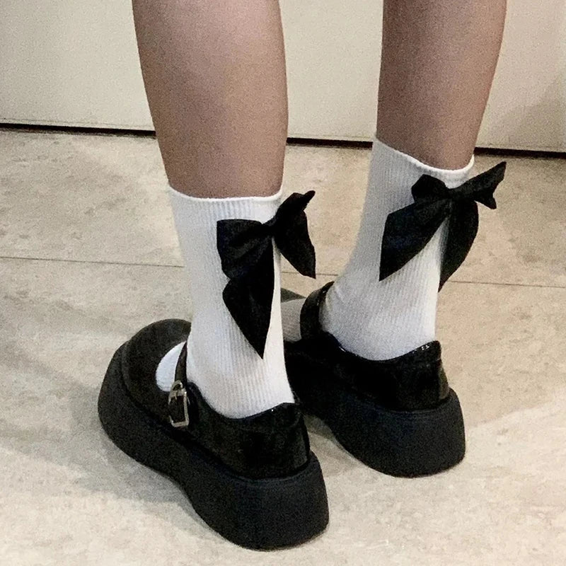 Kawaii Bowknot Middle Tube Socks | Cute Spring Style for Women