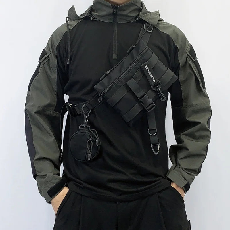Tactical Techwear Style Crossbody Sling Bags Men Multi-function Chest Bags Y2K High Street Waist Bags Bolsos Para Hombre сумка