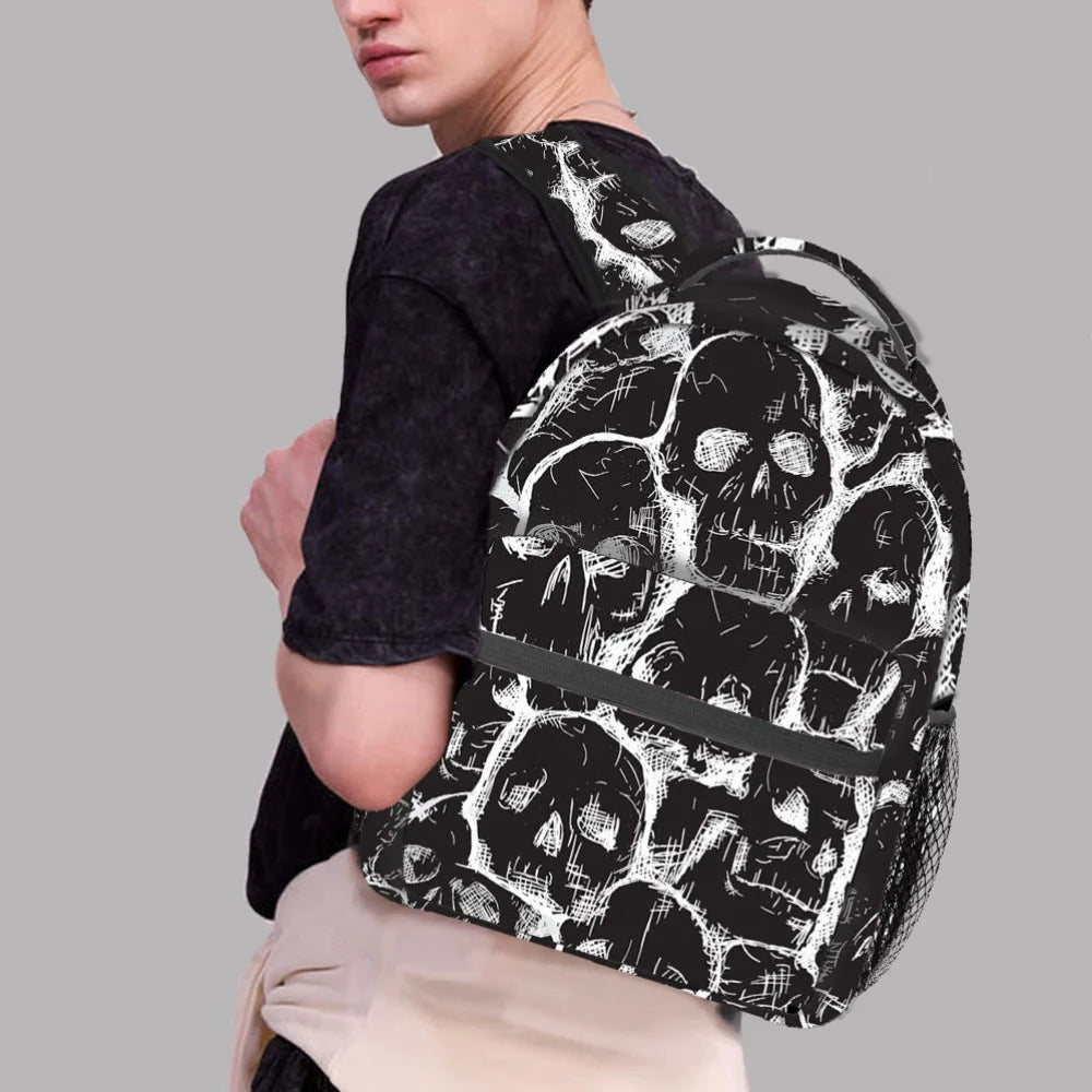 Gothic Skull Print Backpack | Lightweight Casual School Bag