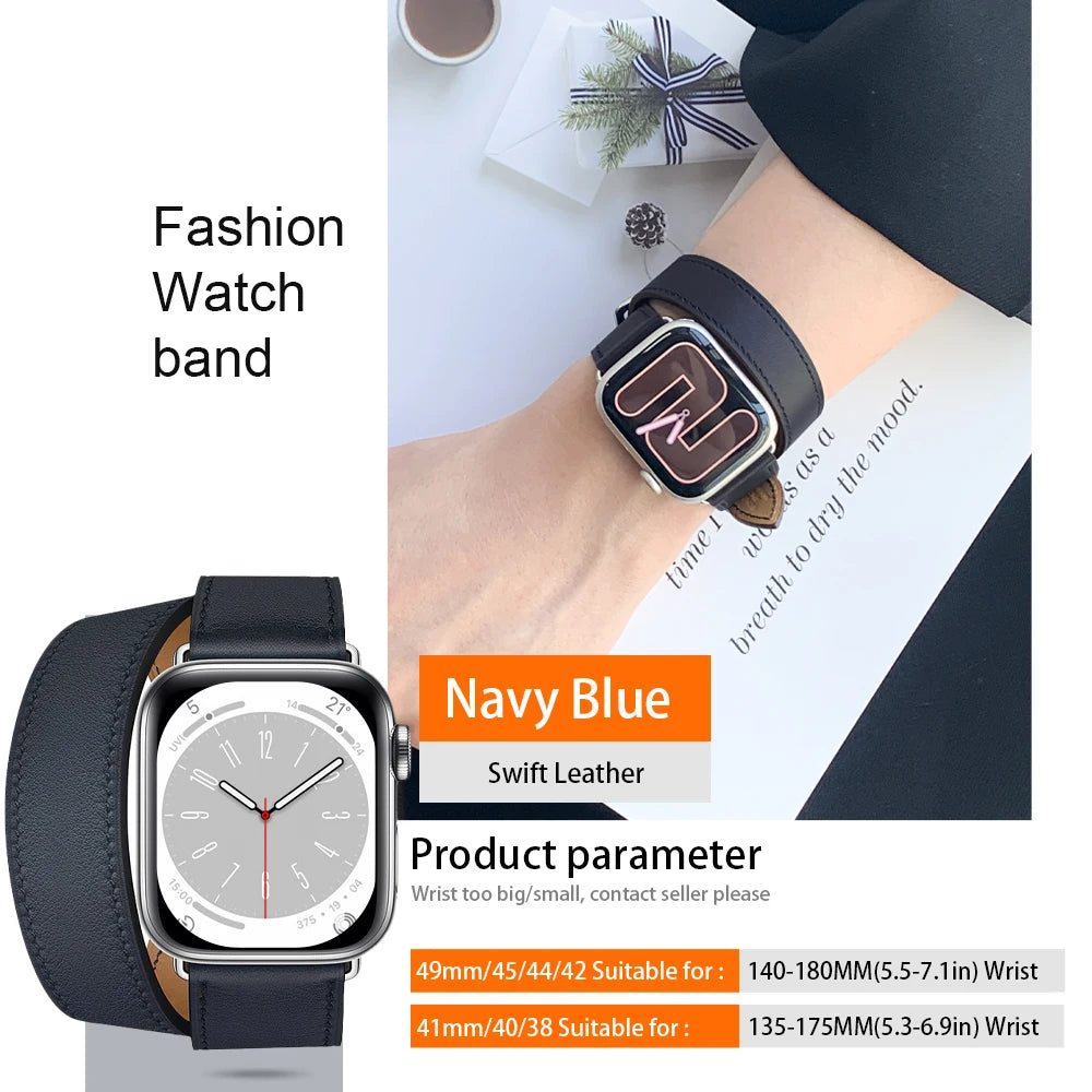 Stylish Double Tour Leather Watch Band for Women | 42mm & 41mm