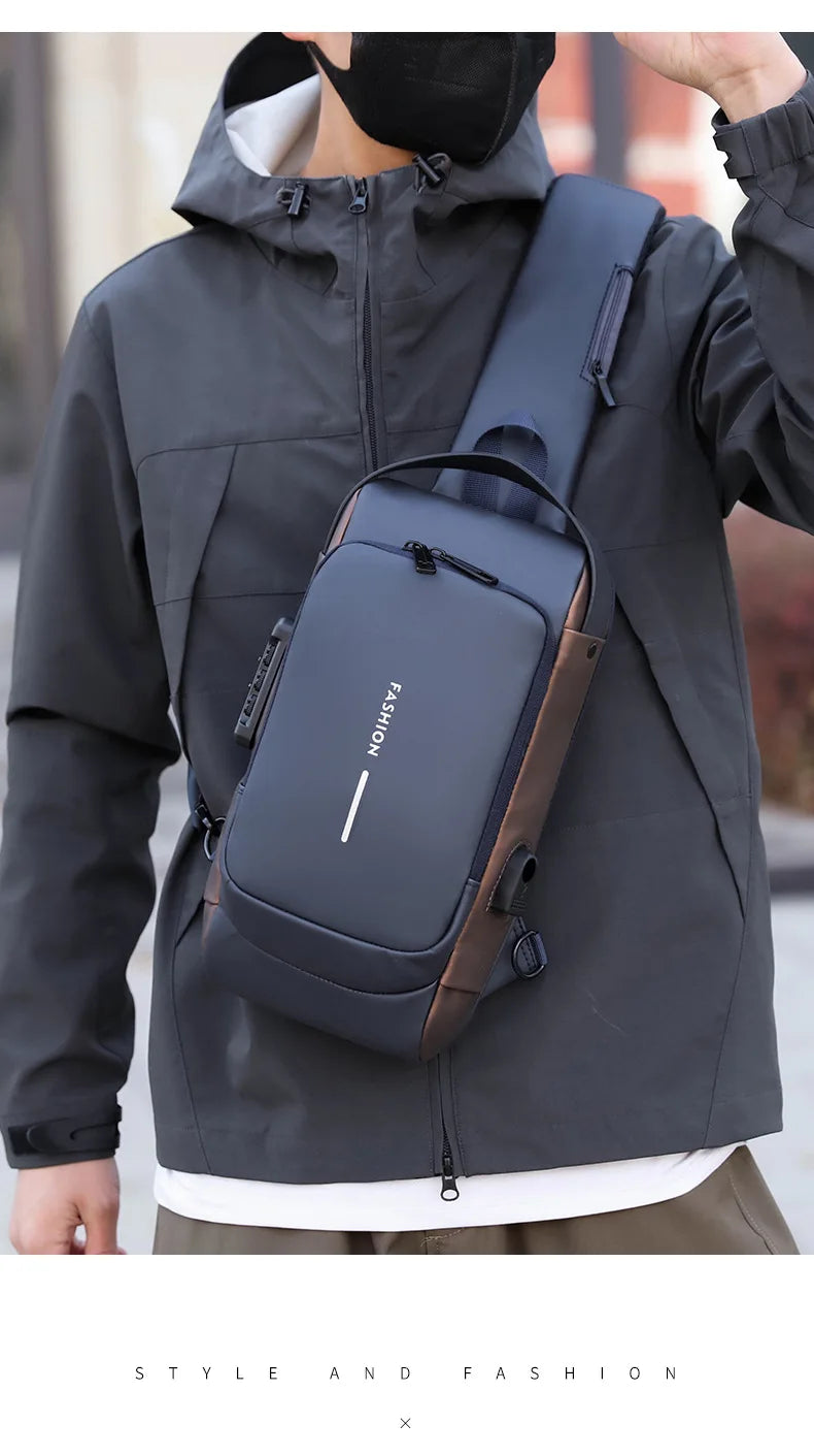 Men's Anti-Theft Chest Bag with USB Port | Waterproof Crossbody Sling
