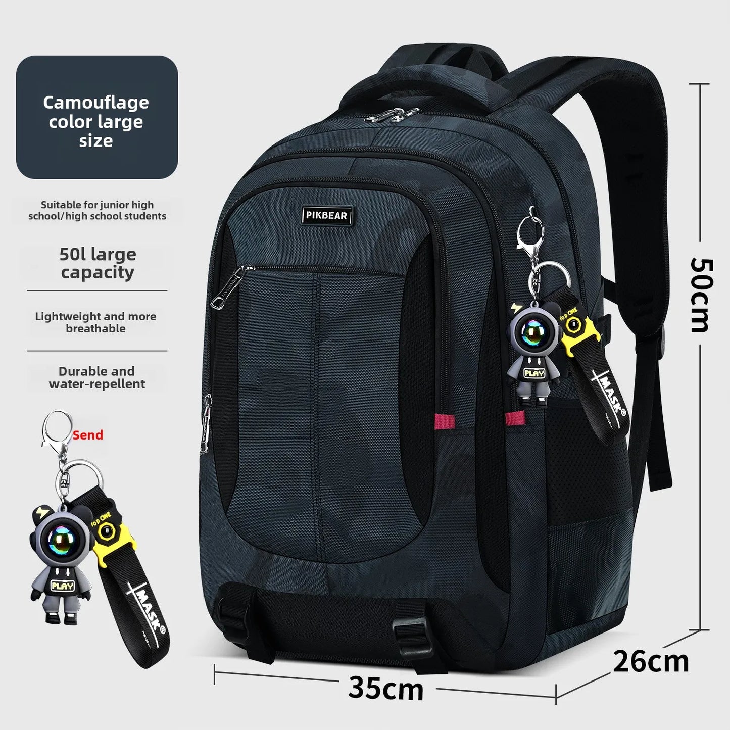 Camouflage School Backpack for Teens | Waterproof Student Bag