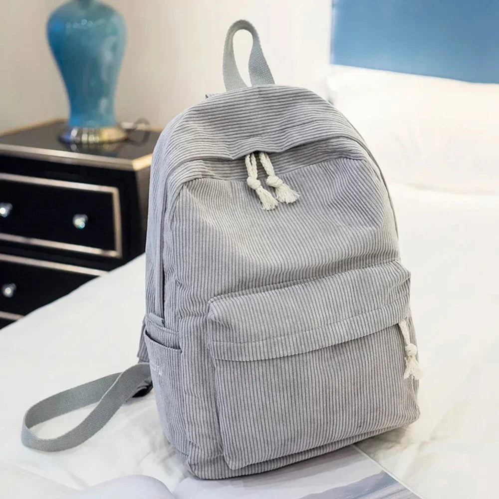 Personalized Corduroy Student Backpack | Anti-Theft School Bag for Teens