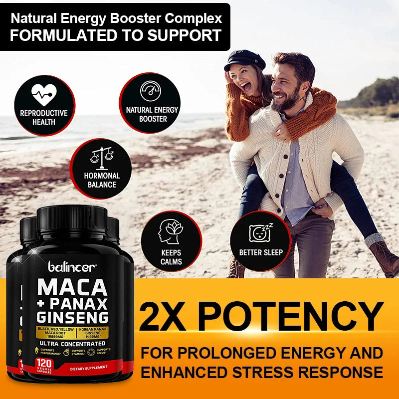 Maca & Ginseng Capsules for Energy & Muscle Support