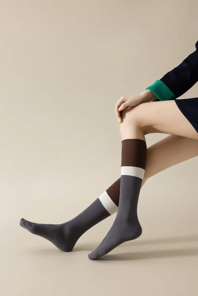 Women's Cotton Color Matching Knee Socks | Fashion-Forward Style