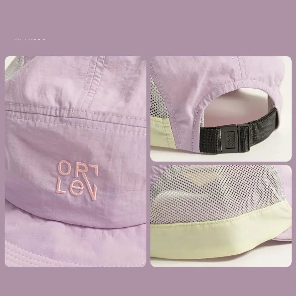 Breathable Mesh 5 Panel Baseball Cap Nylon Color Embroidered Adjustable Unisex Hat Running Cycling Hiking UVQuickDry Packable