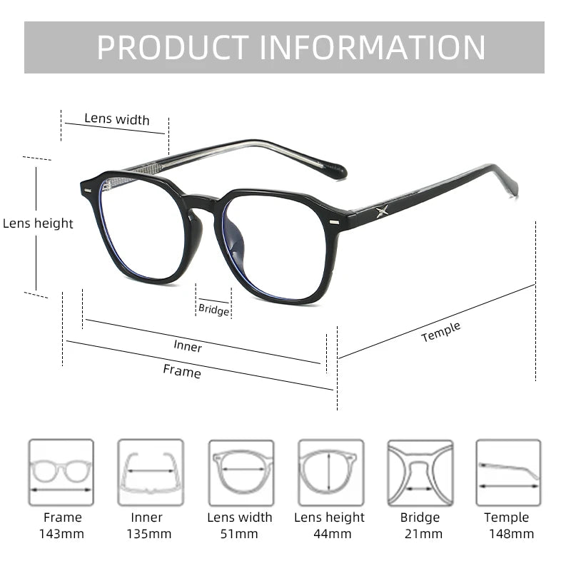 Unisex Anti Blue Light Glasses | Stylish Square Frames for Eye Care