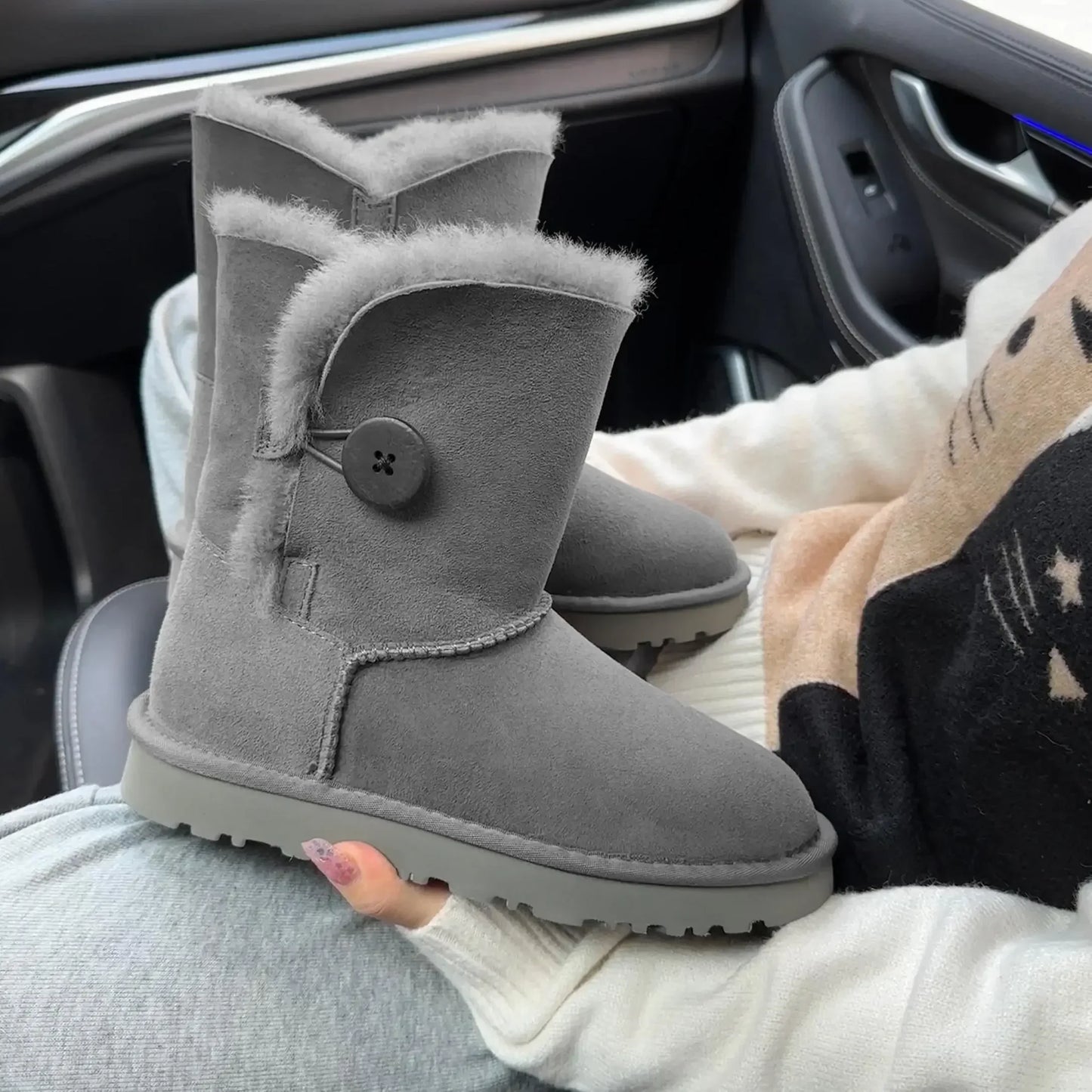Women's Sheepskin Wool Snow Boots | Warm Fleece Lined Winter Boots
