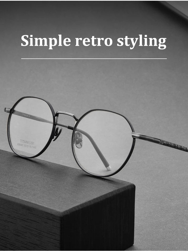 Ultra-Light Titanium Round Frame Glasses | Customizable Multi-Focus