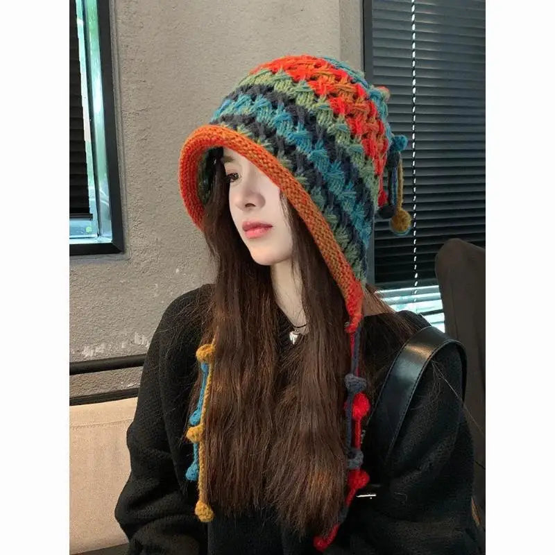 Women's Cute Bear Plush Knitted Hat | Cozy Winter Beanie