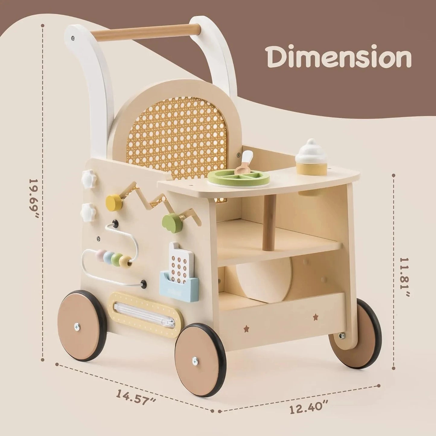 Natural Wooden Baby Push Walker | Sustainable First Steps Toy