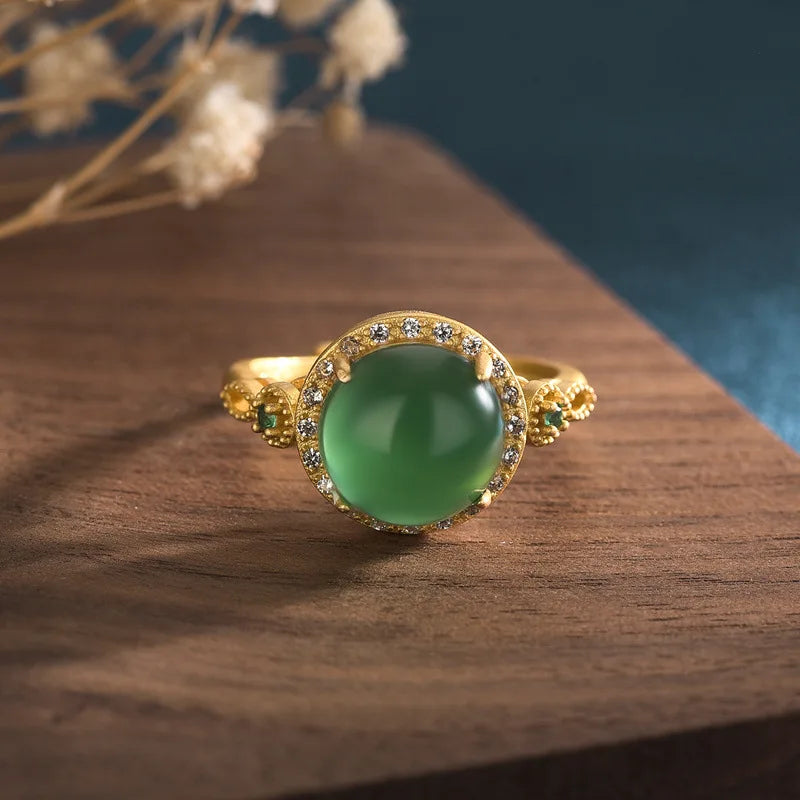 Adjustable Geometric Jade Ring for Women | Vintage Jewelry Gift