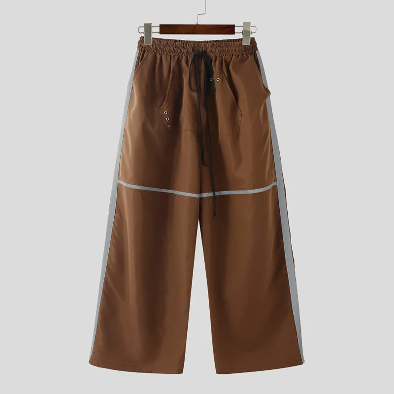 Men's Patchwork Joggers | Stylish Wide Leg Drawstring Pants
