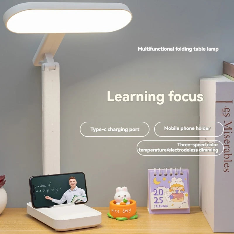 Lámpara de escritorio LED multifuncional | Luz plegable recargable para estudio