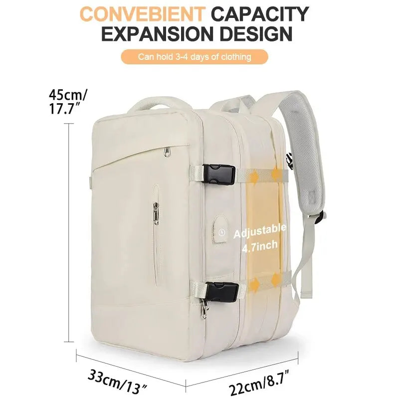 Expandable Women's Travel Backpack | Waterproof Hiking Laptop Bag