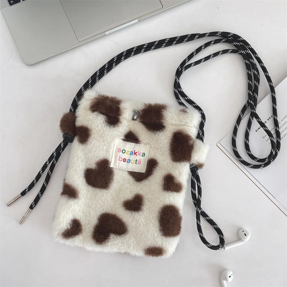 Cute Plush Dot Crossbody Bags for Women | Portable Shoulder Bag