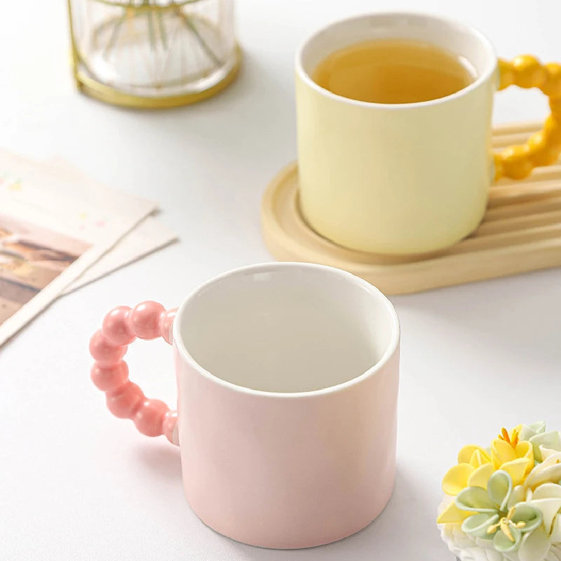 Elegant Ceramic Coffee Cup with Pearl Handle | Perfect for Home & Office
