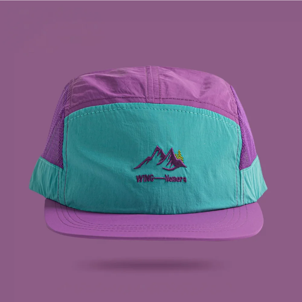 5 Panel Baseball Cap Nylon Mesh Embroidery Letter Color Block Hat for Men Women Outdoor Running Sport Cap