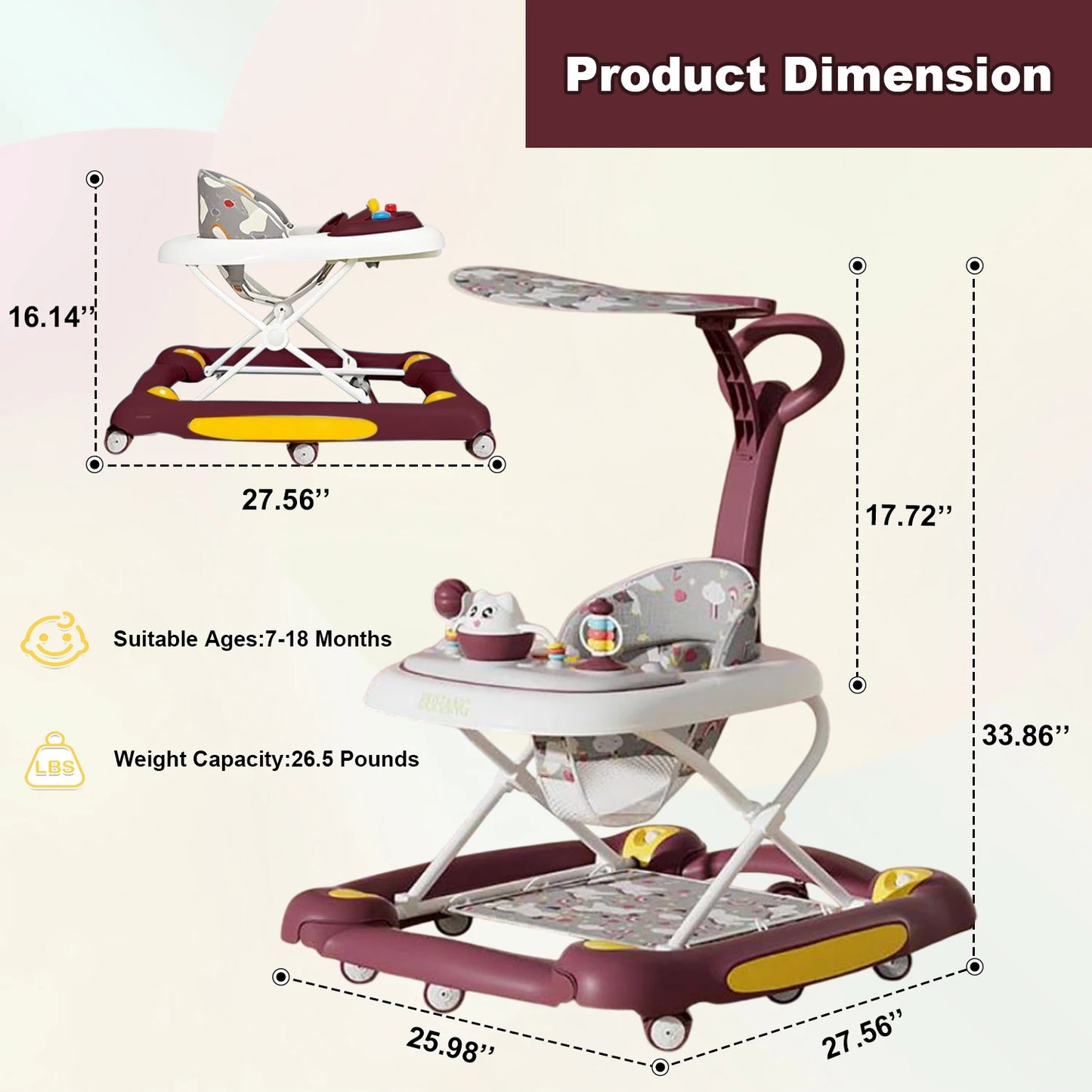 Multi-Functional Baby Walker with Awning | Safe & Fun Mobility