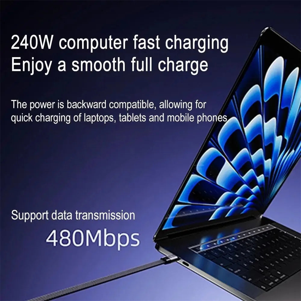 240W Fast Charging Cable & Foldable Phone Holder - 2-in-1 Design