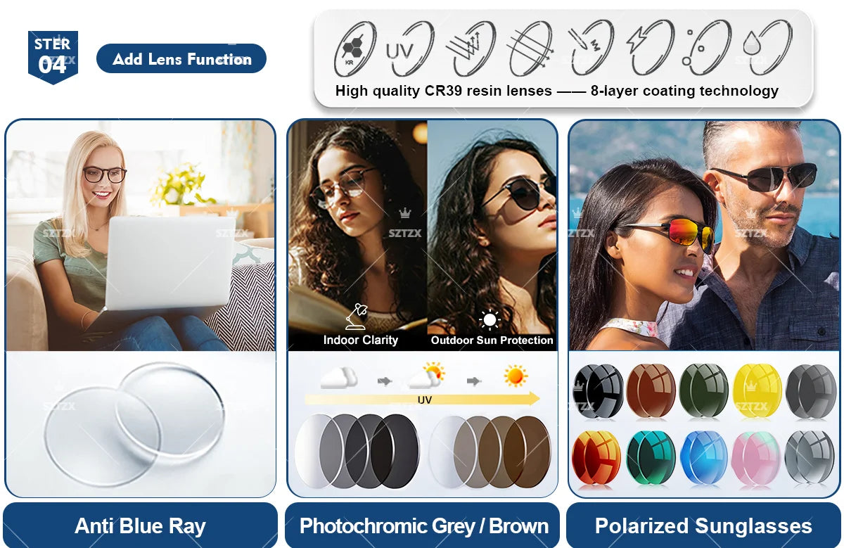 Stylish Women's Geometric Prescription Glasses | Blue Light Blocking