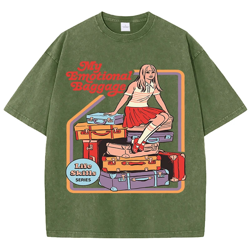 Unisex Emotional Baggage Printed Summer Crewneck T-Shirt