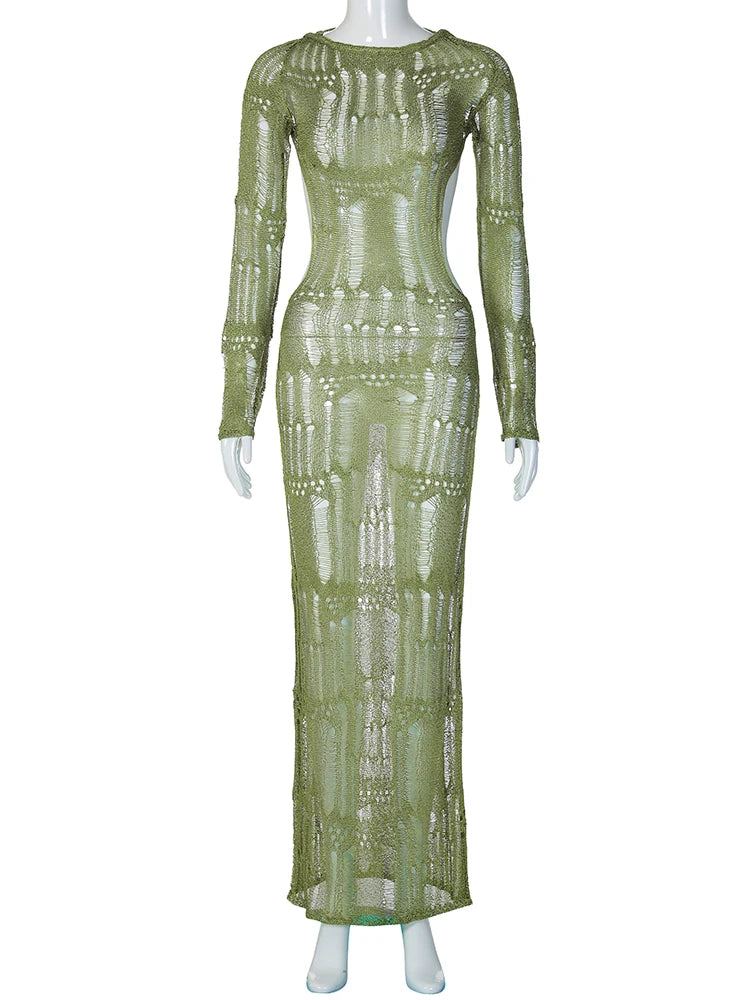 Elegant Hollow Out Backless Maxi Dress | Summer Women’s Fashion
