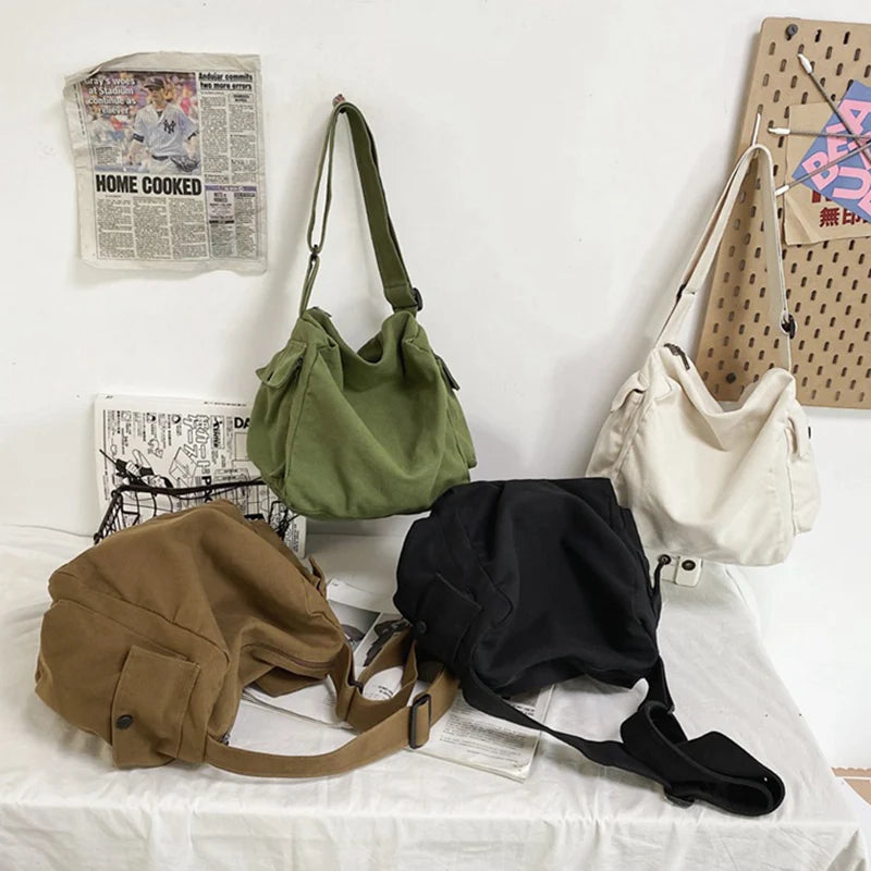 Unisex Canvas Bag | Stylish Korean Student Book Bag