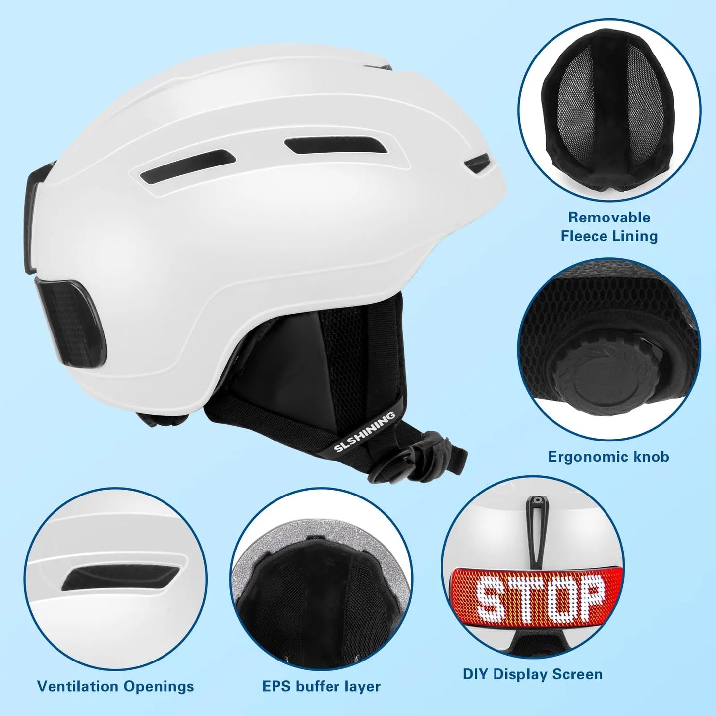 Winter Ski Helmet with LED Tail Light | Safe Cycling & Skiing Gear