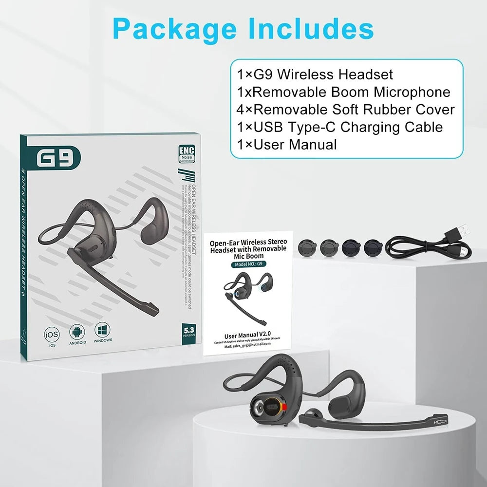 Bluetooth 5.3 Waterproof Open Ear Sports Headphones | Wireless Comfort