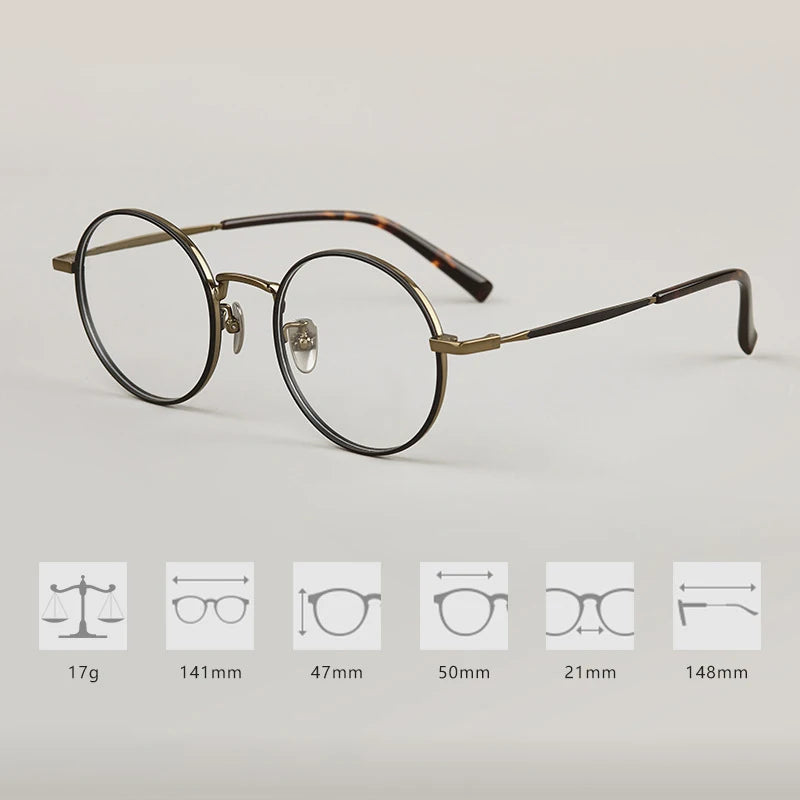 Ultra-Light Retro Round Eyeglasses | Stylish Titanium Frames