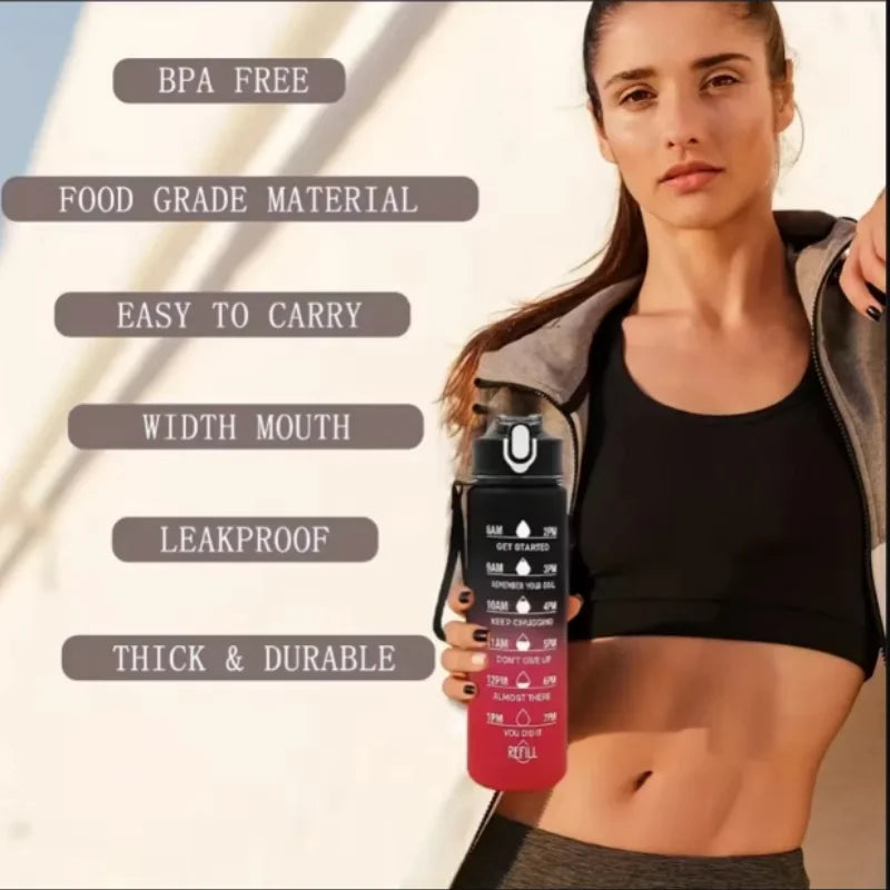 Leak-Proof Sports Water Bottle with Time-Tracking Straw | Outdoor Hydration