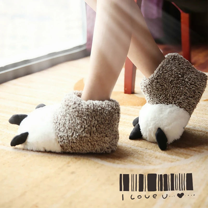 Fluffy Monster Claw Plush Slippers | Cozy Indoor Winter Shoes