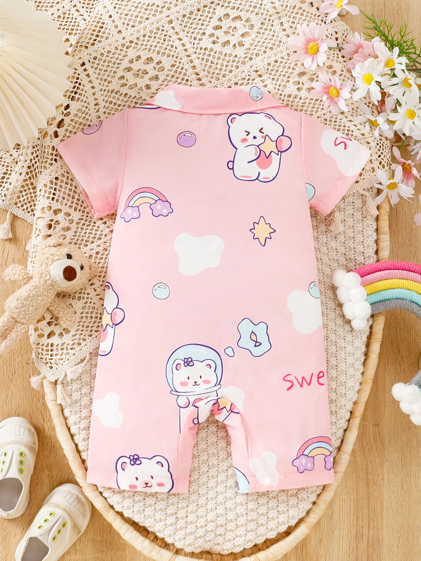 Baby Girl Short Sleeve Cotton Romper | Soft & Cute Daily Wear