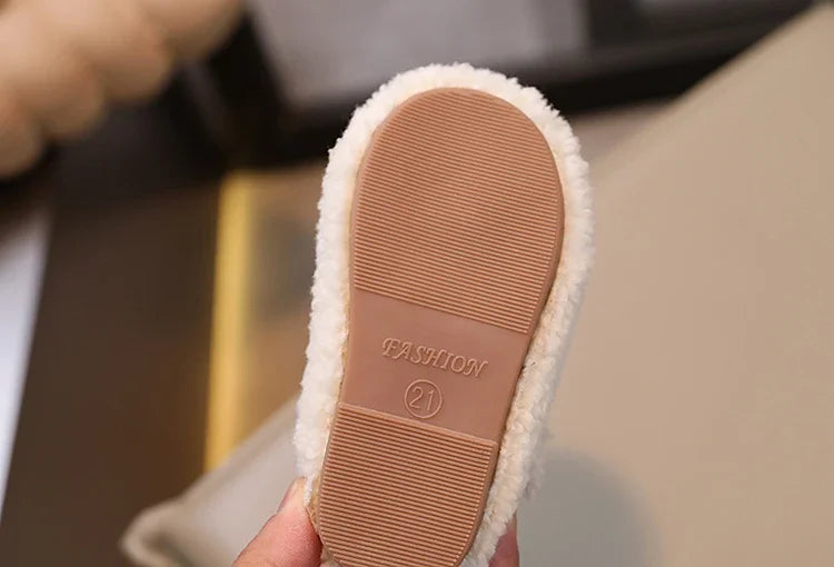 Cozy Velvet Mary Janes for Kids | Warm Plush Toe Winter Shoes