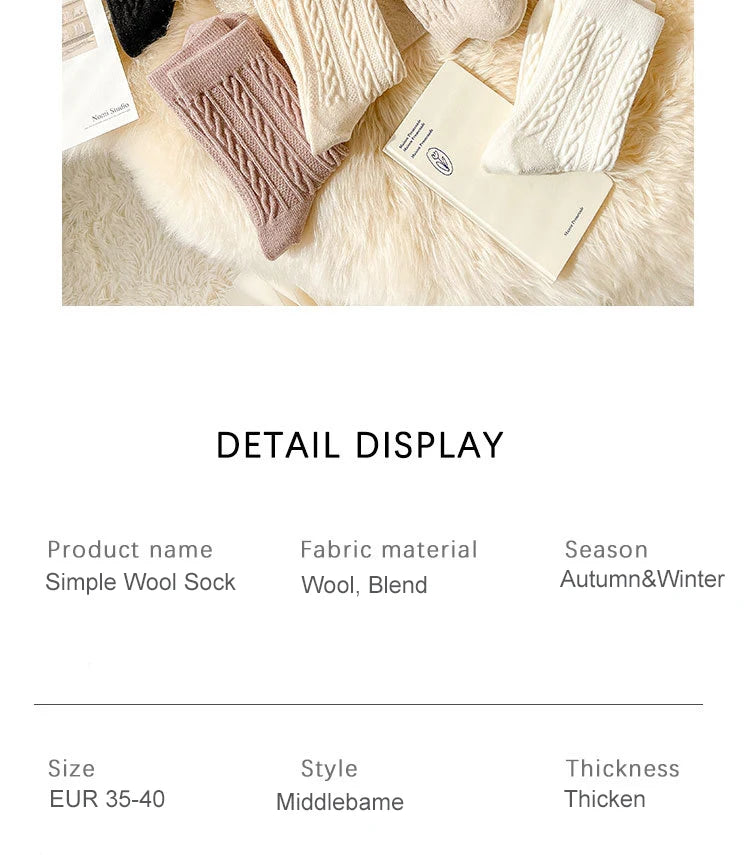Women's Warm Cashmere Wool Socks | Cozy Mid-Calf Thermal Socks