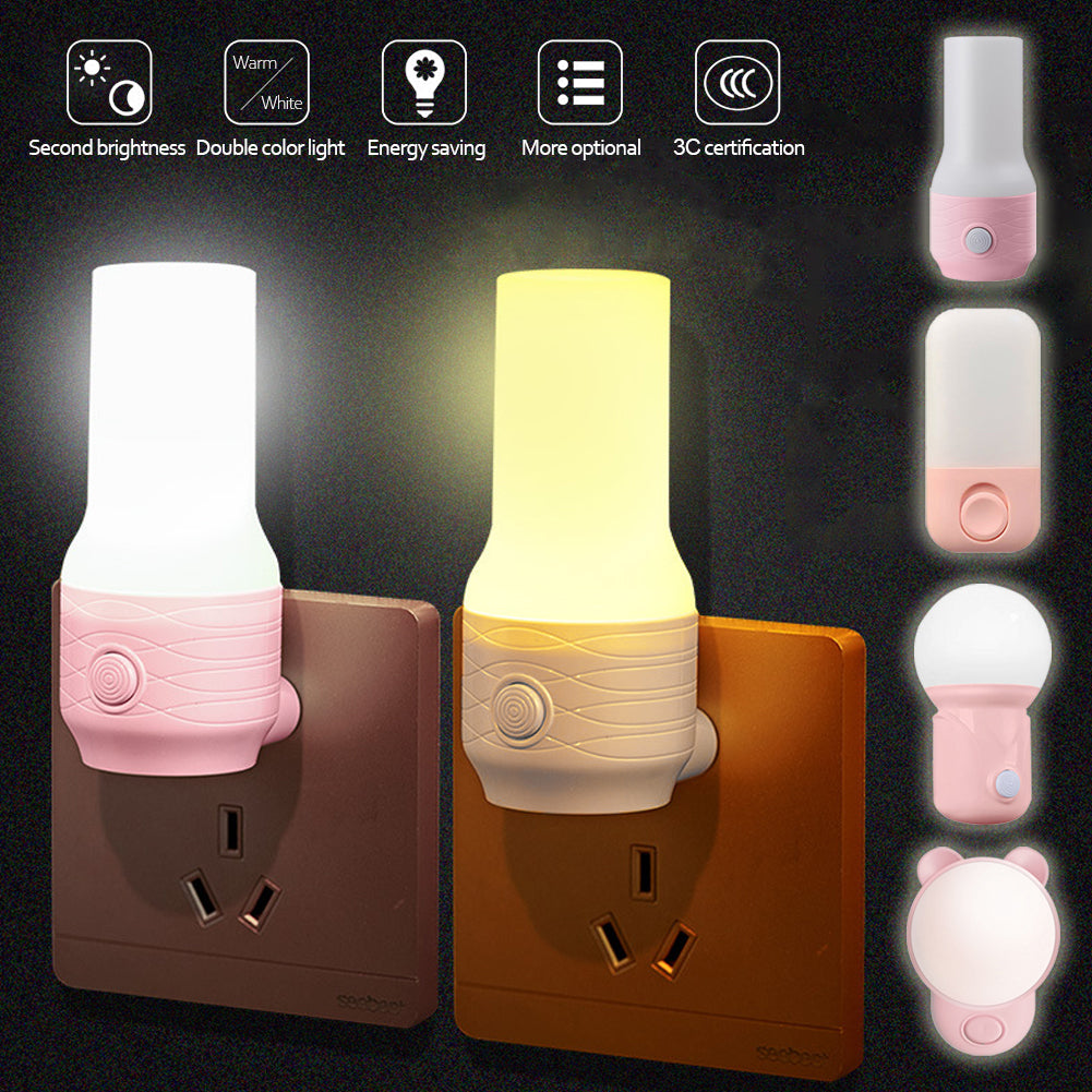 Luz nocturna LED enchufable | Iluminación blanca cálida y brillante ajustable