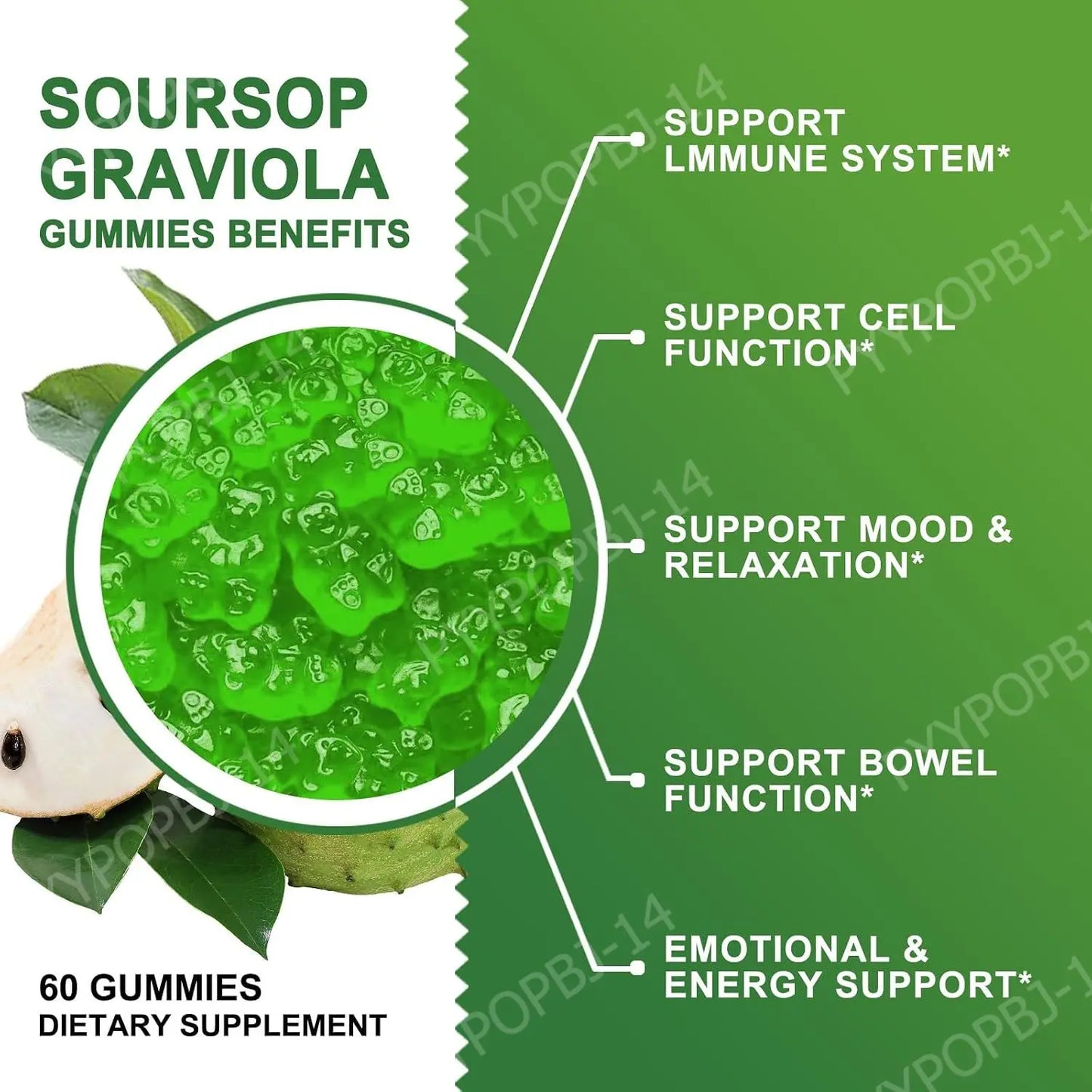 Soursop Graviola Gummies with Sea Moss & Vitamin C | Immune Support