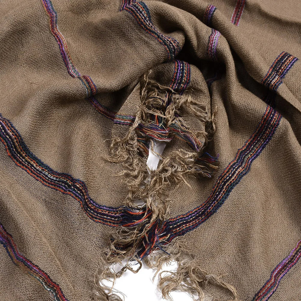 Cotton Linen Striped Men's Scarf | Warm Autumn Winter Accessories