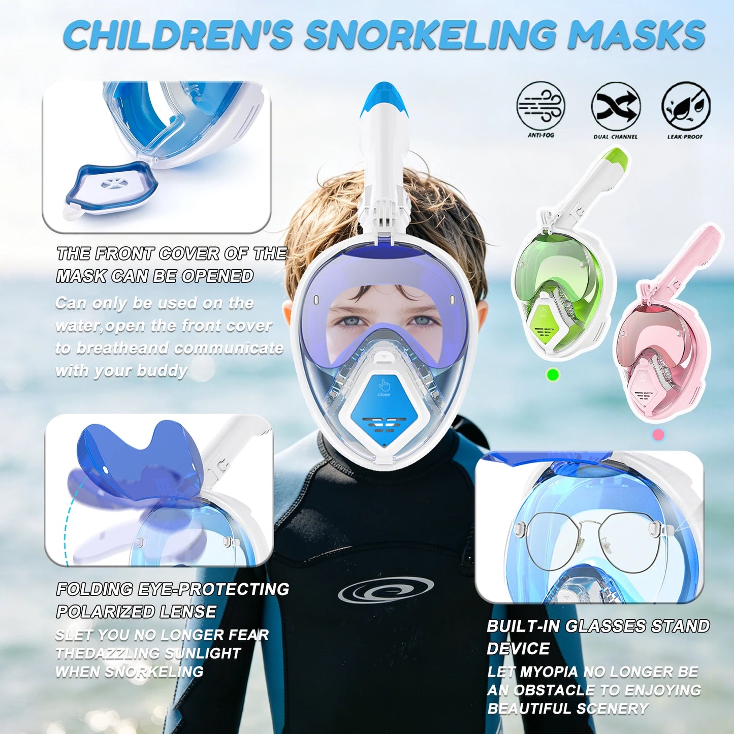 Kids Full Face Snorkel Mask | 180° Panoramic Design for Fun