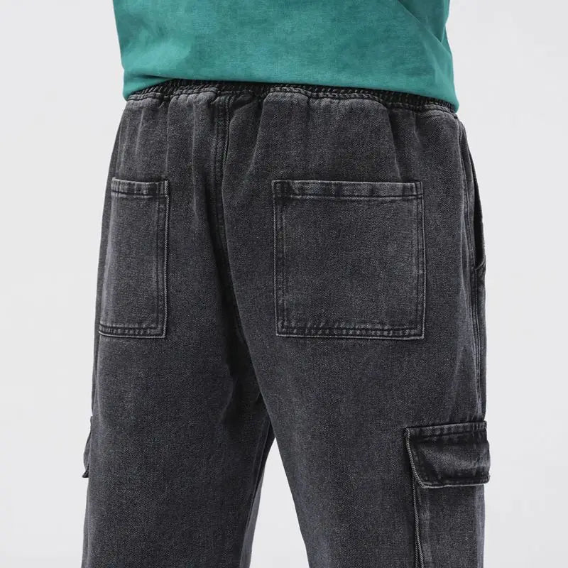 Men's Baggy Cargo Jeans with Elastic Waist | Casual Vintage Style