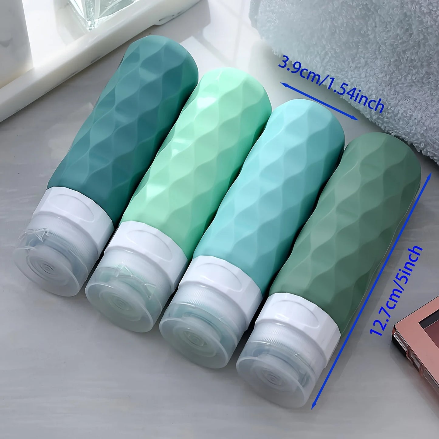Portable Refillable Bottles with Diamond Texture | Travel Toiletry Set