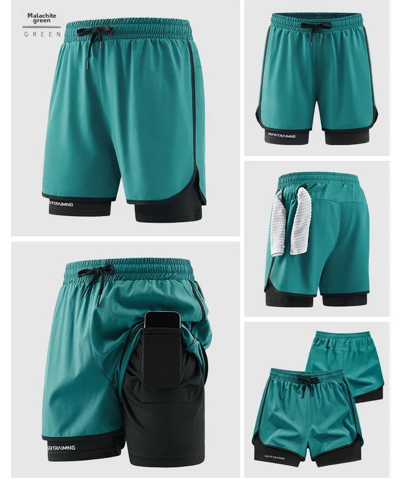 Men's 2-in-1 Camo Running Shorts | Quick Dry Gym Wear