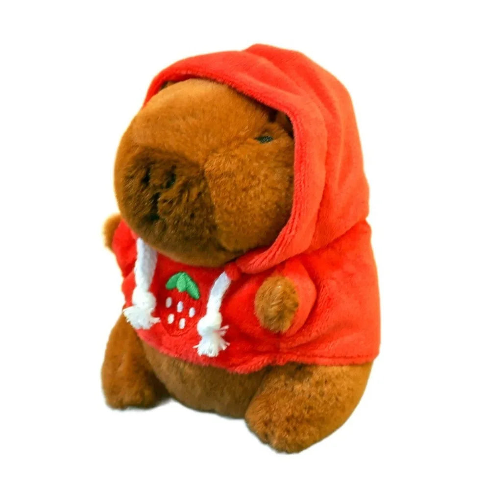 Capybara Plush Toy with Hoodie Wings Small Stuffed Animal Keychain Doll