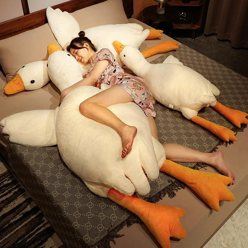 Funny Goose Plush Toy 50cm 90cm 130cm Soft Duck Pillow Stuffed Animal Sleeping Cushion Cute Gift for Kids Girlfriend Birthday